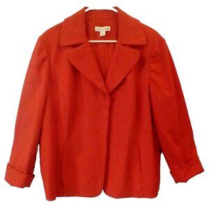 COLDWATER CREEK Women's Single Snap Cotton Blend Blazer Bright Red Lined - 18